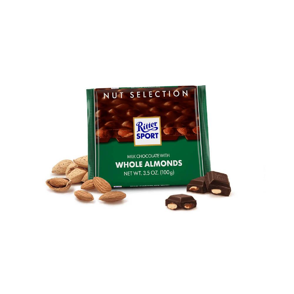 Ritter Sport Milk Chocolate Bars With Whole Almonds: 11-Piece Box - Candy Warehouse
