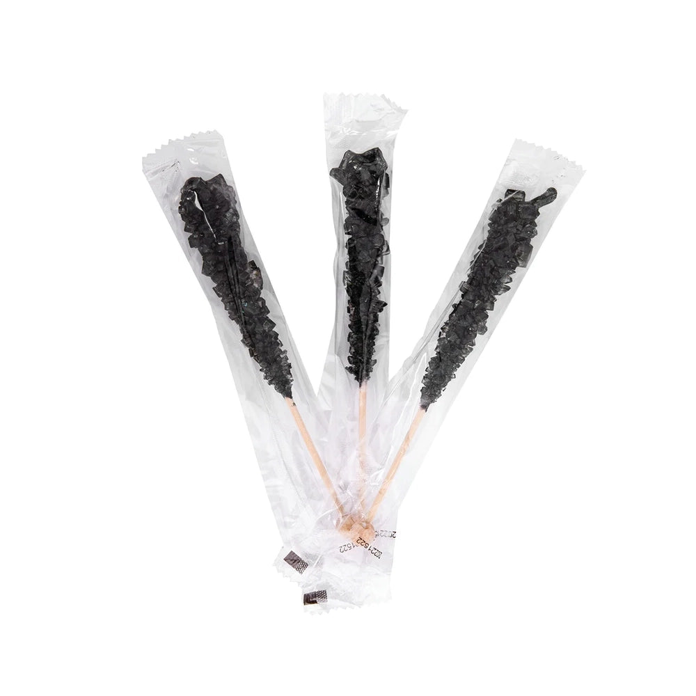 Rock Candy Crystal Sticks - Black - Wrapped: 100-Piece Case
