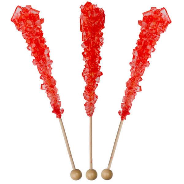 Rock Candy Crystal Sticks - Red: 120-Piece Case - Candy Warehouse