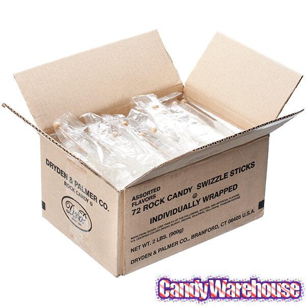 Rock Candy Swizzle Sticks - White - Wrapped: 72-Piece Box - Candy Warehouse