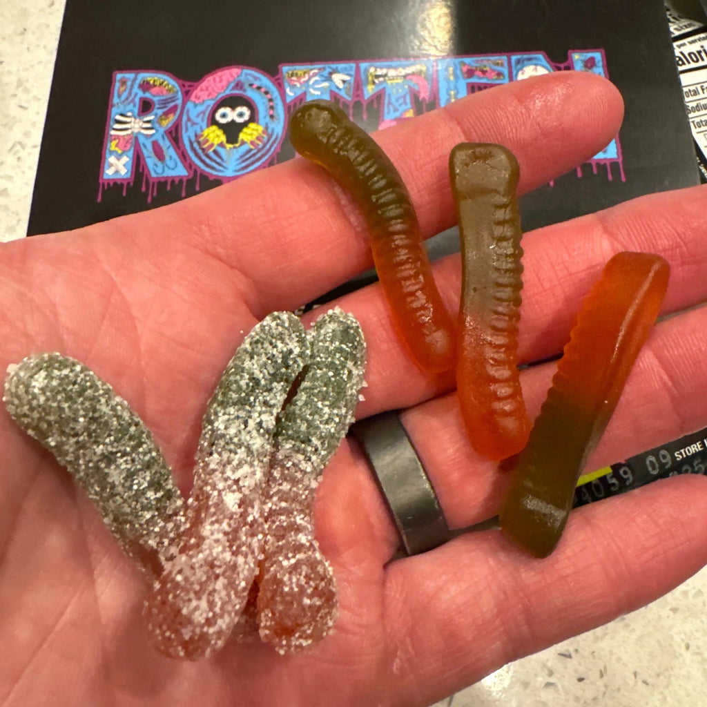 American Sweets Rotten Rotten Gummy Worms: 5.3-Ounce Resealable Bags | Candy Warehouse
