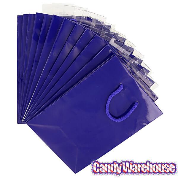 Royal Blue Glossy Candy Bags with Handles - Small: 12-Piece Pack - Candy Warehouse