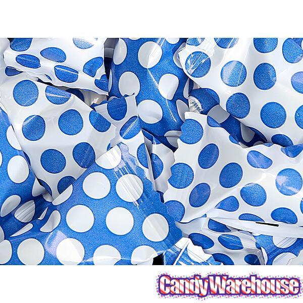 Royal Blue Polka Dots Wrapped Butter Mint Creams: 300-Piece Case - Candy Warehouse