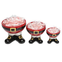 Santa Footed Ceramic Candy Dish: Set of 3 - Candy Warehouse