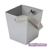 Silver Cardboard Buckets with Ribbon Handles: 6-Piece Set - Candy Warehouse