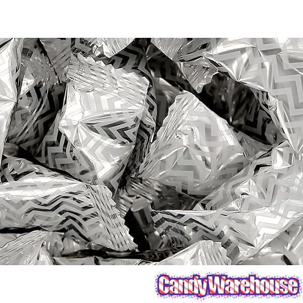 Silver Chevron Stripe Wrapped Buttermint Creams: 300-Piece Case - Candy Warehouse