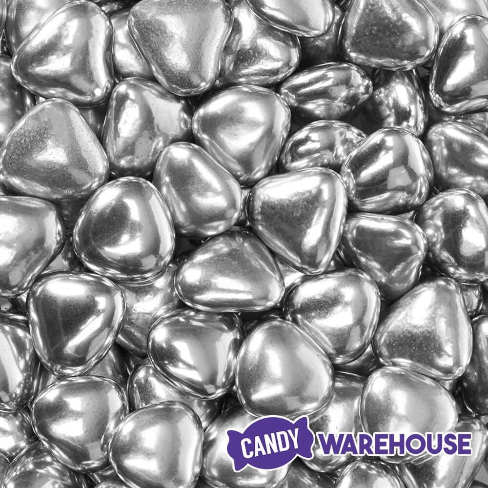 Silver Chocolate Hearts: 1LB Bag - Candy Warehouse
