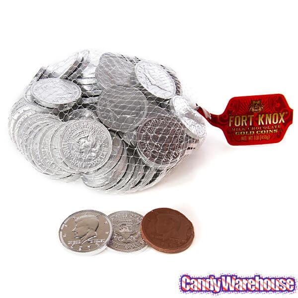 Silver Foiled Milk Chocolate Coins: 1LB Bag - Candy Warehouse