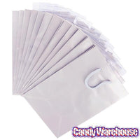 Silver Glossy Candy Bags with Handles - Small: 12-Piece Pack - Candy Warehouse