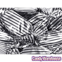 Silver with Black Stripes Wrapped Mocha Chocolate Meltaways: 1LB Bag - Candy Warehouse