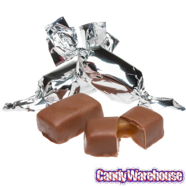 Silver Wrapped Caramel Milk Chocolate Meltaways: 1LB Bag - Candy Warehouse