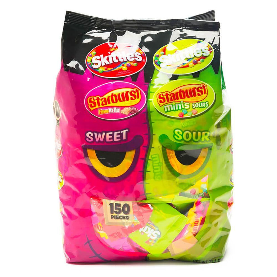 Skittles and Starburst Candy Fun Size Packs Sweet and Sour Assortment: 150-Piece Bag - Candy Warehouse