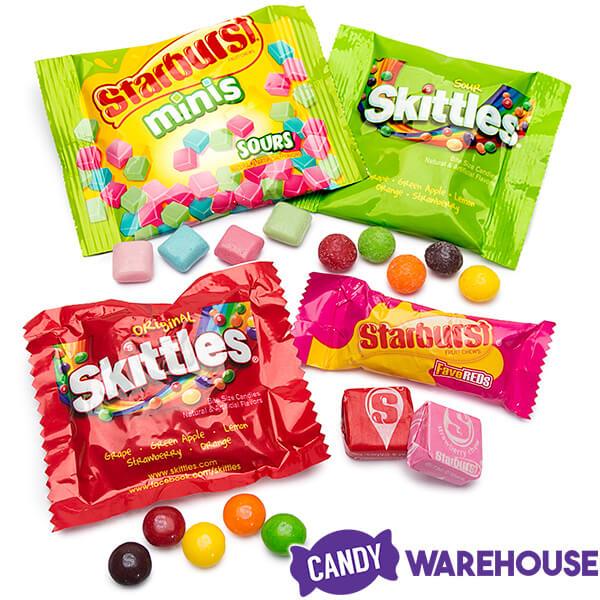 Skittles and Starburst Candy Fun Size Packs Sweet and Sour Assortment: 150-Piece Bag - Candy Warehouse