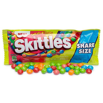Skittles Candy King Size Packs - Sweets and Sours: 24-Piece Box - Candy Warehouse