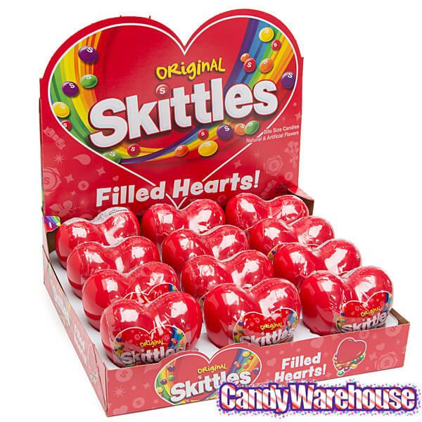 Skittles Original Candy Filled Plastic Hearts: 12-Piece Display - Candy Warehouse