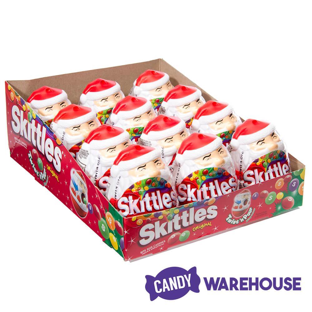 Skittles Twist 'n Pour Santa Candy Dispensers: 12-Piece Box - Candy Warehouse