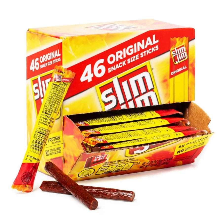 Slim Jim Original Snack Size Sticks 46Piece Box Candy Warehouse