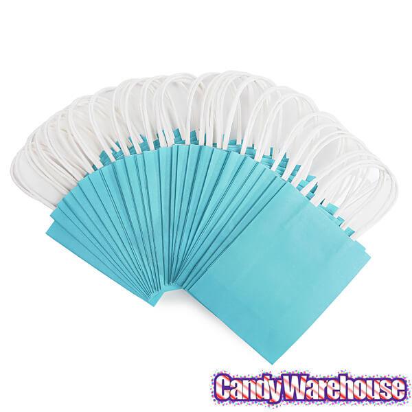 Small Candy Bags with Handles - Caribbean Blue: 24-Piece Pack - Candy Warehouse