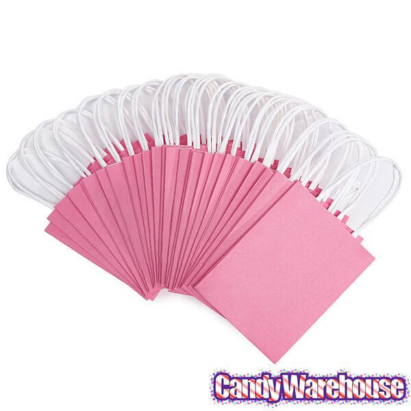 Small Candy Bags with Handles - Light Pink: 24-Piece Pack - Candy Warehouse