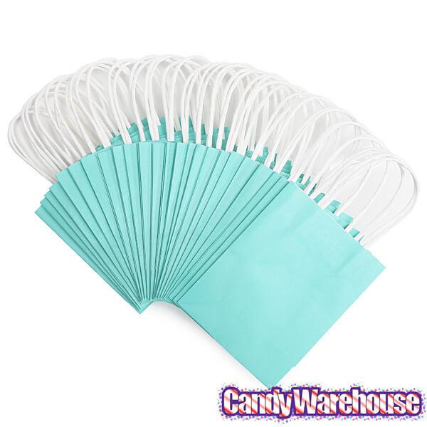 Small Candy Bags with Handles - Robin's Egg Blue: 24-Piece Pack - Candy Warehouse