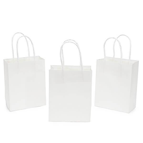 Small Candy Bags with Handles - White: 24-Piece Pack - Candy Warehouse