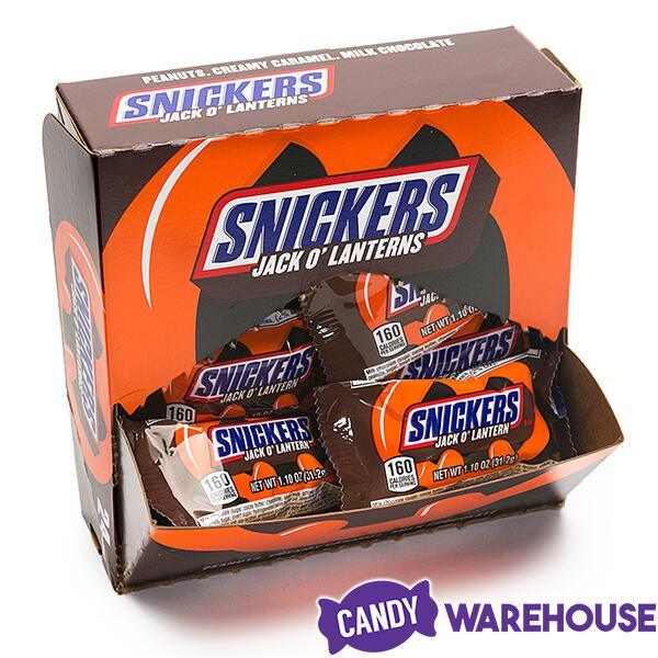 Snickers Halloween Pumpkin Candy Bars: 24-Piece Box - Candy Warehouse
