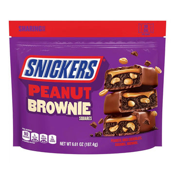 Snickers Peanut Brownie Fun Size Candy Squares: 10-Piece Bag - Candy Warehouse
