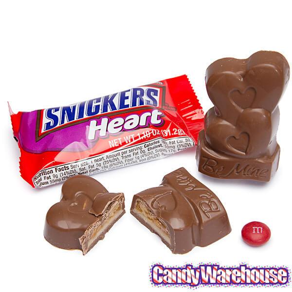 Snickers Valentine Heart Candy Bars: 24-Piece Box - Candy Warehouse