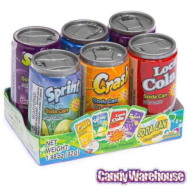 Soda Pop Fizzy Candy Cans Six-Packs: 12-Piece Box - Candy Warehouse