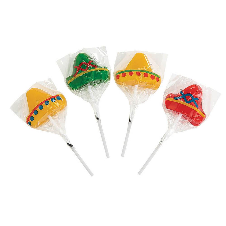 Sombrero Hat Lollipops: 12-Piece Box - Candy Warehouse