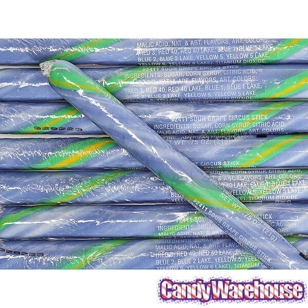 Sour Grape Hard Candy Sticks: 100-Piece Box - Candy Warehouse
