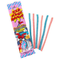 Sour Power Straws Cotton Candy Packs: 24-Piece Box - Candy Warehouse