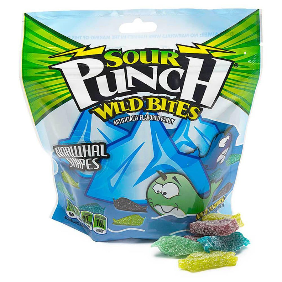 Sour Punch Bites Chewy Candy Narwhals: 8-Ounce Bag - Candy Warehouse