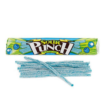 Sour Punch Straws 2-Ounce Packs - Blue Raspberry: 24-Piece Box - Candy Warehouse