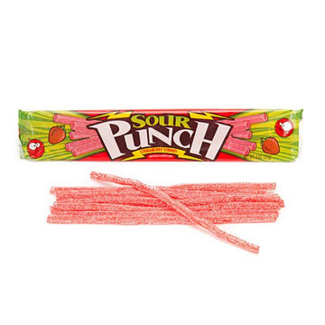 Sour Punch Straws 2-Ounce Packs - Strawberry: 24-Piece Box - Candy Warehouse