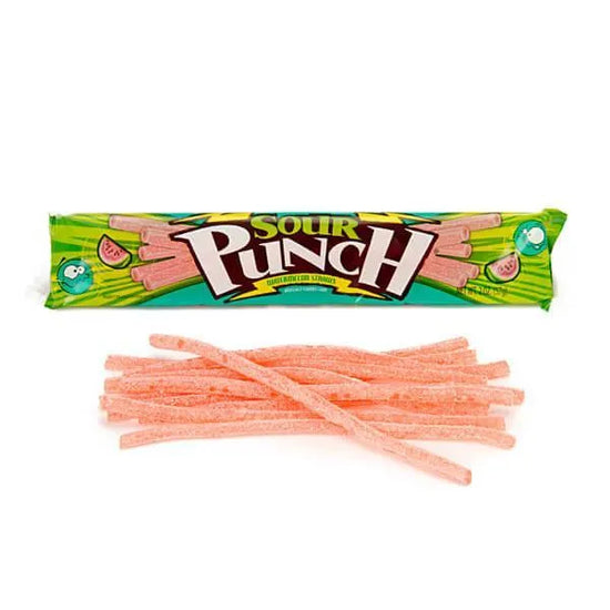 Sour Punch Straws 2Ounce Packs Watermelon 24Piece Box Candy