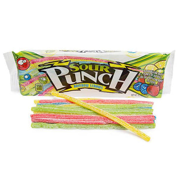 Sour Punch Straws 4.5-Ounce Trays - Rainbow: 24-Piece Box - Candy Warehouse