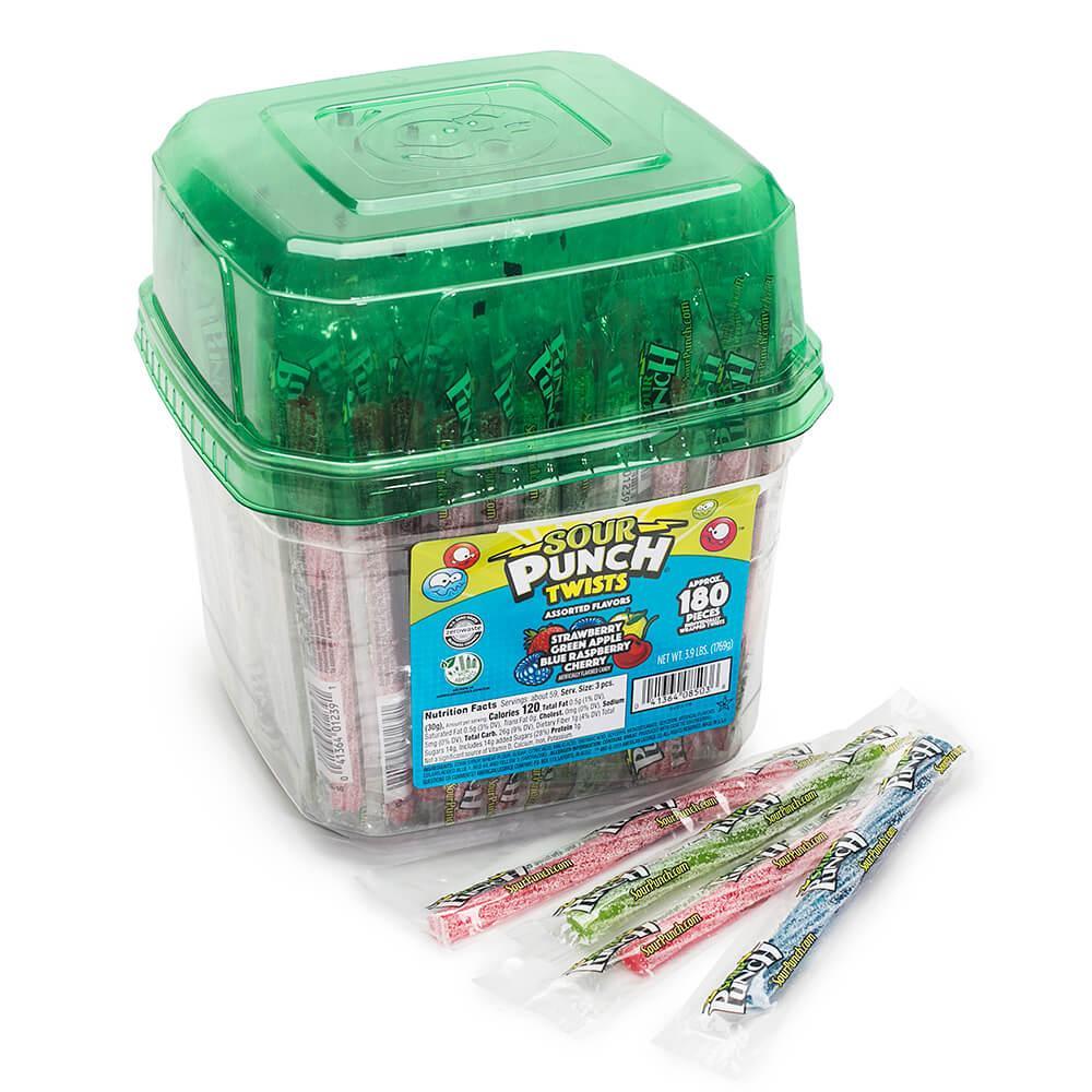 Sour Punch Twists - Wrapped: 180-Piece Tub - Candy Warehouse