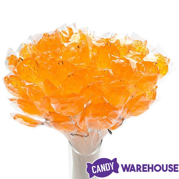 Sparkle Candy Pumpkin Lollipops: 100-Piece Bag - Candy Warehouse