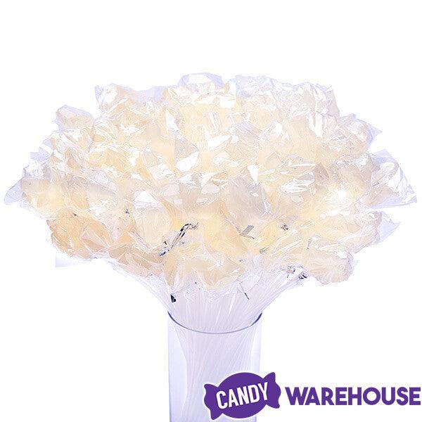 Sparkle Candy White Star Lollipops: 100-Piece Bag - Candy Warehouse