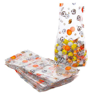 Sports Balls Print Clear Cello Candy Bags: 100-Piece Box - Candy Warehouse
