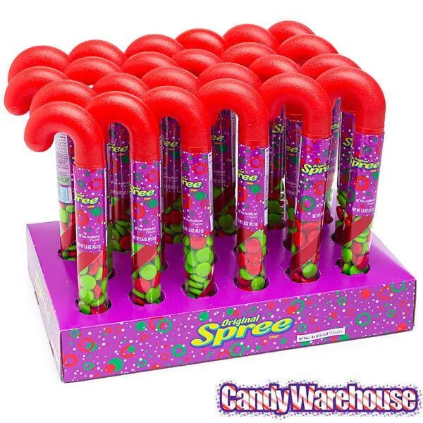 Spree Candy Filled Plastic Candy Cane Tubes 24Piece Box Candy Warehouse
