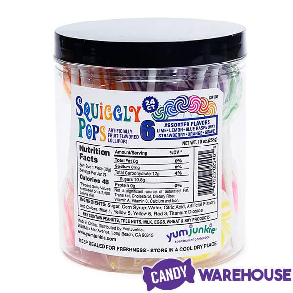 Squiggly Pops Petite Swirl Lollipops - Assorted: 24-Piece Jar - Candy Warehouse