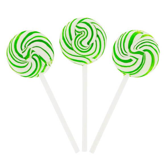 Squiggly Pops Petite Swirl Lollipops - Lime: 24-Piece Jar - Candy Warehouse