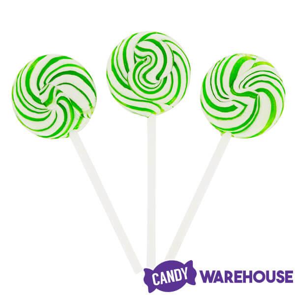 Squiggly Pops Petite Swirl Lollipops - Lime: 24-Piece Jar - Candy Warehouse