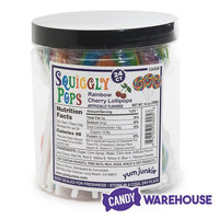 Squiggly Pops Petite Swirl Lollipops - Rainbow Cherry: 24-Piece Jar - Candy Warehouse
