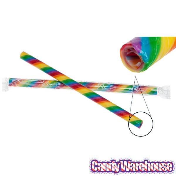 Squire Boone Rainbow Cherry Candy Stick Straws: 16-Piece Tray - Candy Warehouse