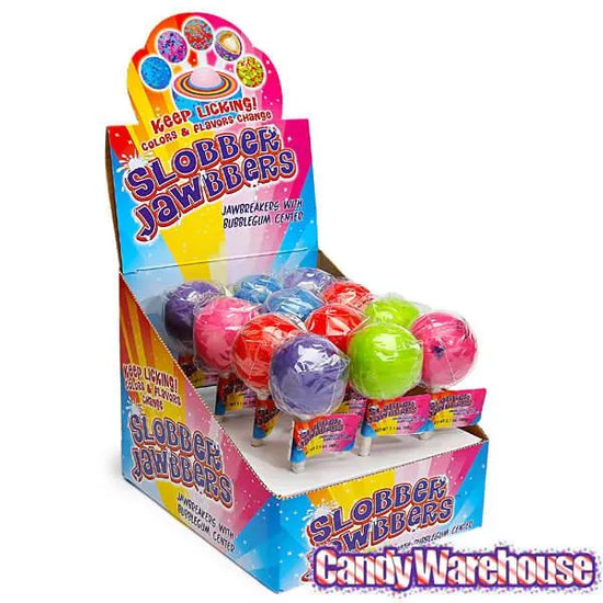 Squire Boone Slobber Jawbbers Jawbreaker Pops with Gum Center 12Piece