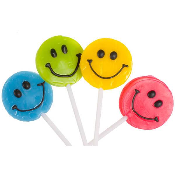 Squire Boone Teeny Smiley Face Lollipops: 48-Piece Box - Candy Warehouse