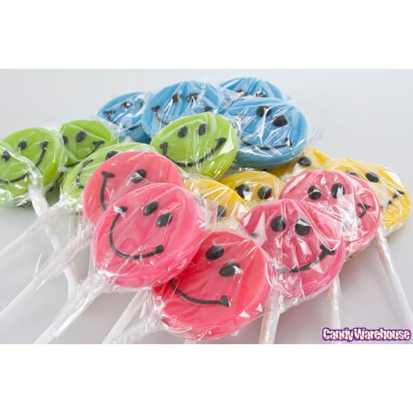 Squire Boone Teeny Smiley Face Lollipops: 48-Piece Box - Candy Warehouse